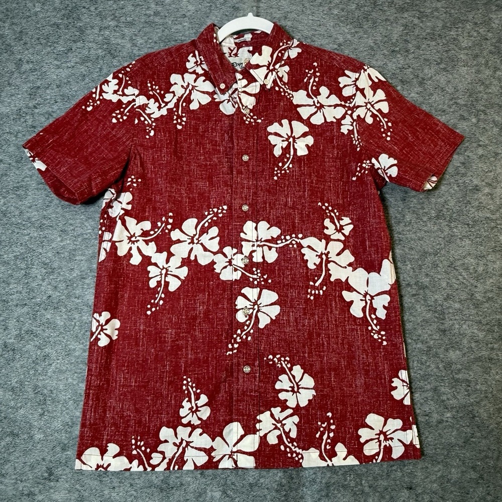 Reyn Spooner Button Down Mens XS Hibiscus Floral Cotton Poly Red Floral